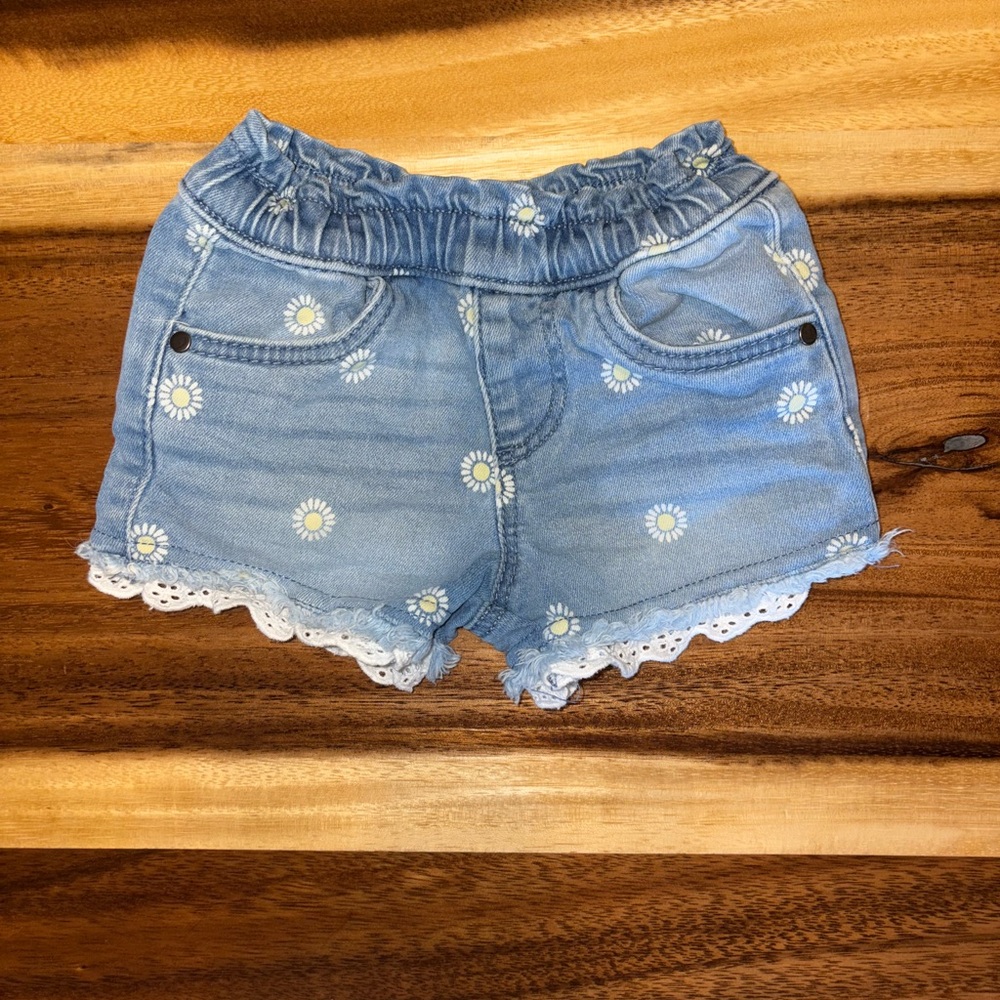 Falls Creek Blue Jean Shorts with Lace Trim